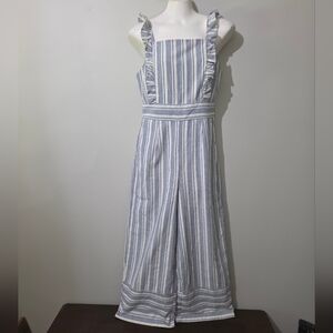 HYFVE HYFVE HYFVE Linen Cotton Blend Jumpsuit Wide Leg Cropped Striped SMALL